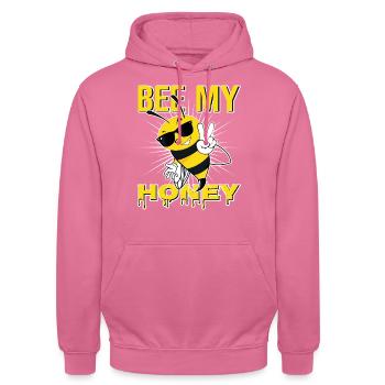 Sei mein Schatz Bienenliebe Imker Honig - Unisex Hoodie - Pink - Vorne - Alina (178cm) & Michal (187cm)