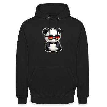 Panda mit Sonnenbrille Fußball Deutschland Flagge - Unisex Hoodie - Schwarz - Vorne - Alina (178cm) & Michal (187cm)