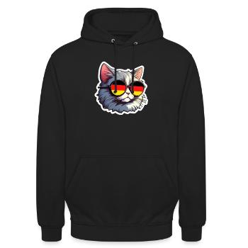 Chat avec des lunettes de soleil Football Allemagne - Sweat-shirt à capuche unisexe - noir - Devant - Alina (178cm) & Michal (187cm)
