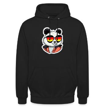 Panda mit Sonnenbrille Fußball Deutschland Flagge - Unisex Hoodie - Schwarz - Vorne - Alina (178cm) & Michal (187cm)