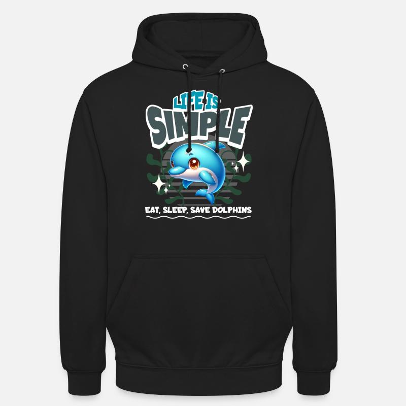 Dauphin - Sweat-shirt à capuche unisexe - noir