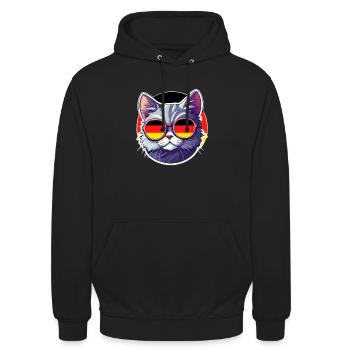 Allemagne Chat avec lunettes de soleil - Sweat-shirt à capuche unisexe - noir - Devant - Alina (178cm) & Michal (187cm)