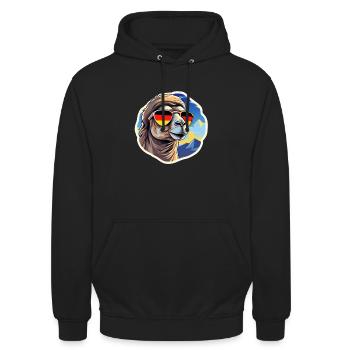 Allemagne Camel avec lunettes de soleil - Sweat-shirt à capuche unisexe - noir - Devant - Alina (178cm) & Michal (187cm)