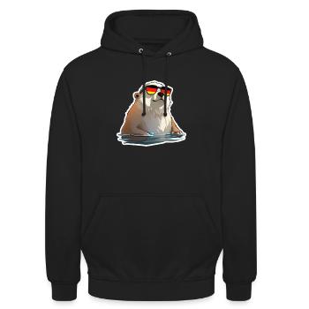Ours polaire d’Allemagne - Sweat-shirt à capuche unisexe - noir - Devant - Alina (178cm) & Michal (187cm)
