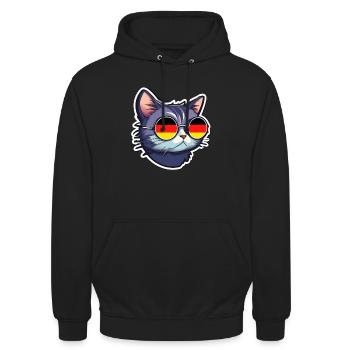 Allemagne Chat avec lunettes de soleil - Sweat-shirt à capuche unisexe - noir - Devant - Alina (178cm) & Michal (187cm)