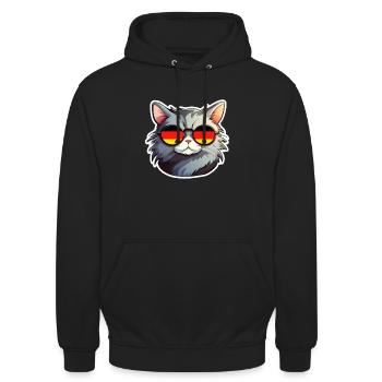 Allemagne Chat avec lunettes de soleil - Sweat-shirt à capuche unisexe - noir - Devant - Alina (178cm) & Michal (187cm)