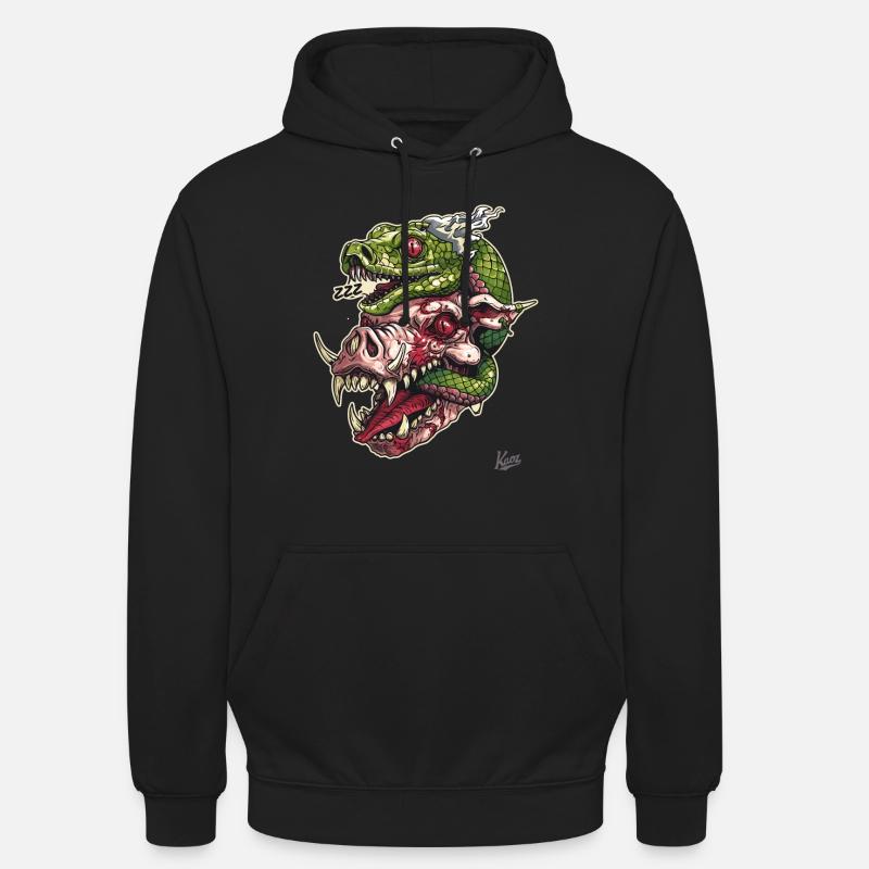 Zombie Pig Head Snake Skull - Unisex Hoodie - black