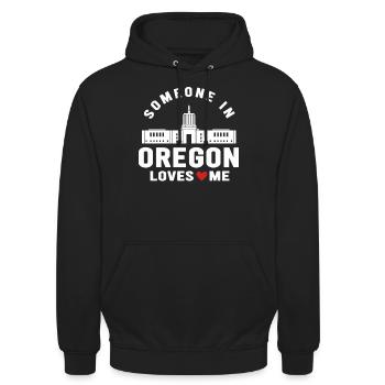Quelqu’un dans l’Oregon m’aime - Sweat-shirt à capuche unisexe - noir - Devant - Alina (178cm) & Michal (187cm)