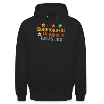 Quelqu’un dans l’Oregon m’aime - Sweat-shirt à capuche unisexe - noir - Devant - Alina (178cm) & Michal (187cm)