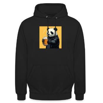 Panda avec de la bière Yummy Beer Beer Meme - Sweat-shirt à capuche unisexe - noir - Devant - Alina (178cm) & Michal (187cm)
