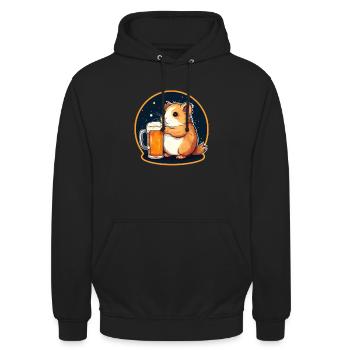 Hamster mit Bier Lecker Bierchen Bier Meme - Unisex Hoodie - Schwarz - Vorne - Alina (178cm) & Michal (187cm)