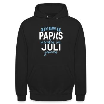 Geburtstag Papa Geschenk Väter Geboren im Juli - Unisex Hoodie - Schwarz - Vorne - Alina (178cm) & Michal (187cm)