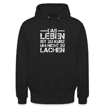 La vie est trop courte pour ne pas rire - Sweat-shirt à capuche unisexe - noir - Devant - Alina (178cm) & Michal (187cm)