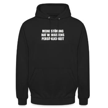 Mon trouble a au moins une personnalité - Sweat-shirt à capuche unisexe - noir - Devant - Alina (178cm) & Michal (187cm)