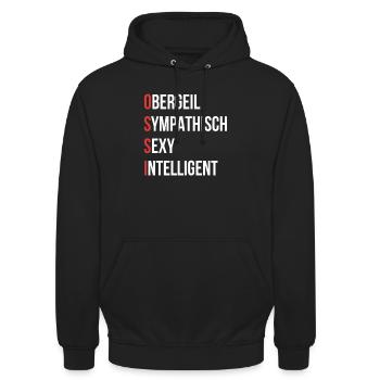 Ossi - Unisex Hoodie - Schwarz - Vorne - Alina (178cm) & Michal (187cm)