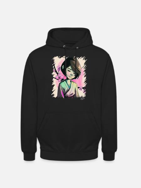 Das Japanische Sakura-Mädchen - Unisex Hoodie - Schwarz