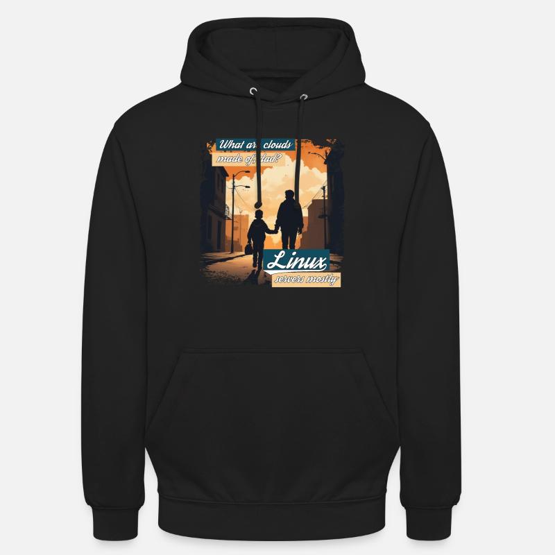 Cloud Wolken Linux Server Admin Nerd Witz - Unisex Hoodie - Schwarz