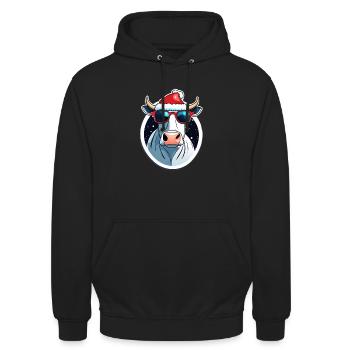 Weihnachten Kuh - Unisex Hoodie - Schwarz - Vorne - Alina (178cm) & Michal (187cm)
