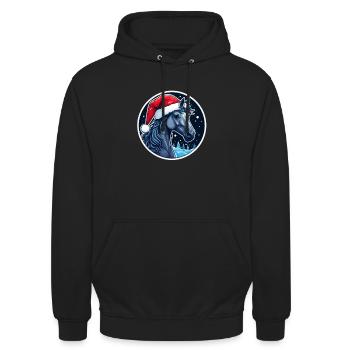 Weihnachten Pferd Weihnachtsmütze - Unisex Hoodie - Schwarz - Vorne - Alina (178cm) & Michal (187cm)