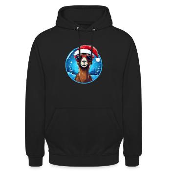 Kamel Weihnachten Weihnachtsmütze - Unisex Hoodie - Schwarz - Vorne - Alina (178cm) & Michal (187cm)