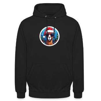 Kamel Weihnachten Weihnachtsmütze - Unisex Hoodie - Schwarz - Vorne - Alina (178cm) & Michal (187cm)
