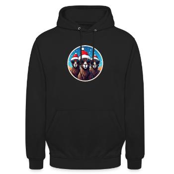 Kamel Weihnachten - Unisex Hoodie - Schwarz - Vorne - Alina (178cm) & Michal (187cm)