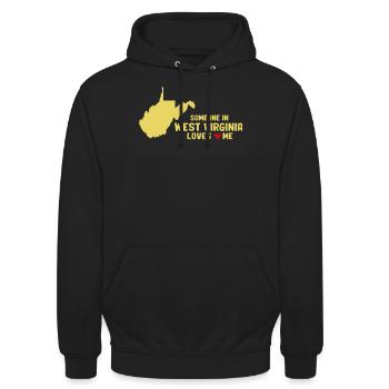 Jemand in West Virginia liebt mich - Unisex Hoodie - Schwarz - Vorne - Alina (178cm) & Michal (187cm)
