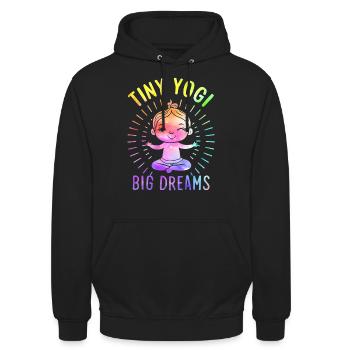 Tiny Yogi Big Dreams Meditation - Unisex Hoodie - black - Front - Alina (178cm) & Michal (187cm)