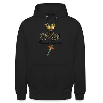 König Rougail Würstchen La Réunion Insel - Unisex Hoodie - Schwarz - Vorne - Alina (178cm) & Michal (187cm)
