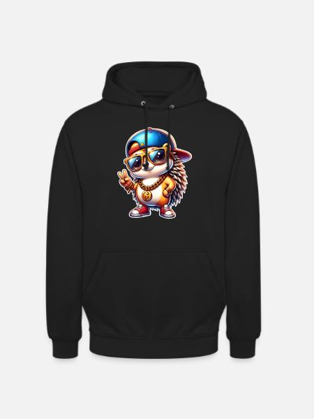 Hedgehog Cool Gold Chain - Unisex Hoodie - black