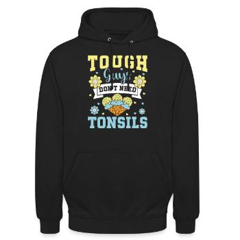 Guys don't need almonds! Tonsil surgery - Unisex Hoodie - black - Front - Alina (178cm) & Michal (187cm)