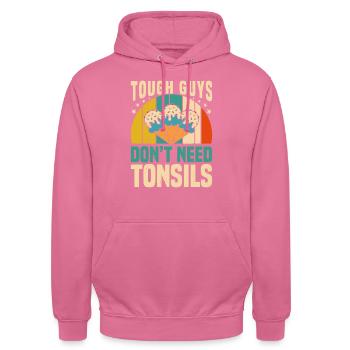Guys don't need almonds! Tonsil surgery - Unisex Hoodie - pink - Front - Alina (178cm) & Michal (187cm)