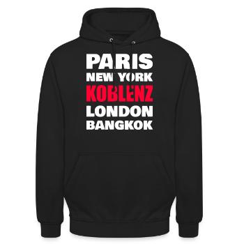 Koblenz - Unisex Hoodie - Schwarz - Vorne - Alina (178cm) & Michal (187cm)