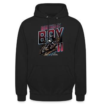 Motocross 11. Geburtstag - Unisex Hoodie - Schwarz - Vorne - Alina (178cm) & Michal (187cm)