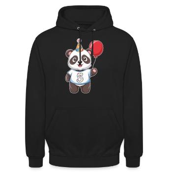 Fünfter Geburtstag Panda Partyhut Ballon - Unisex Hoodie - Schwarz - Vorne - Alina (178cm) & Michal (187cm)