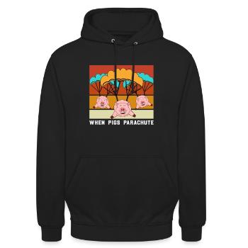 Fallschirm Springer schweine Spruch - Unisex Hoodie - Schwarz - Vorne - Alina (178cm) & Michal (187cm)