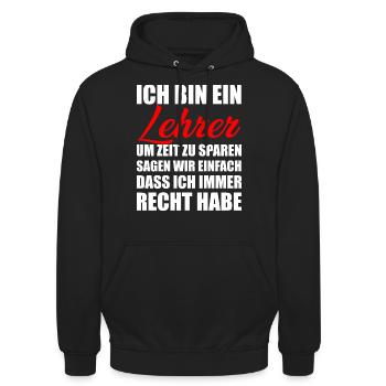 Lustiger Lehrer Spruch - Unisex Hoodie - Schwarz - Vorne - Alina (178cm) & Michal (187cm)