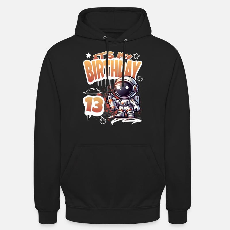 Graffiti astronaute 13e anniversaire - Sweat-shirt à capuche unisexe - noir