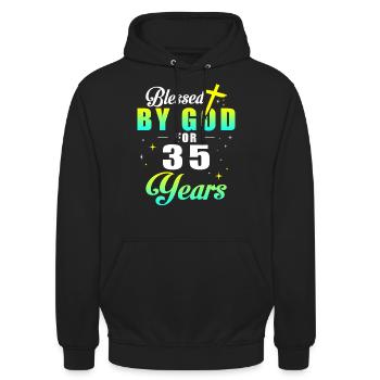 35. Geburtstag gott 35 jahren - Unisex Hoodie - Schwarz - Vorne - Alina (178cm) & Michal (187cm)