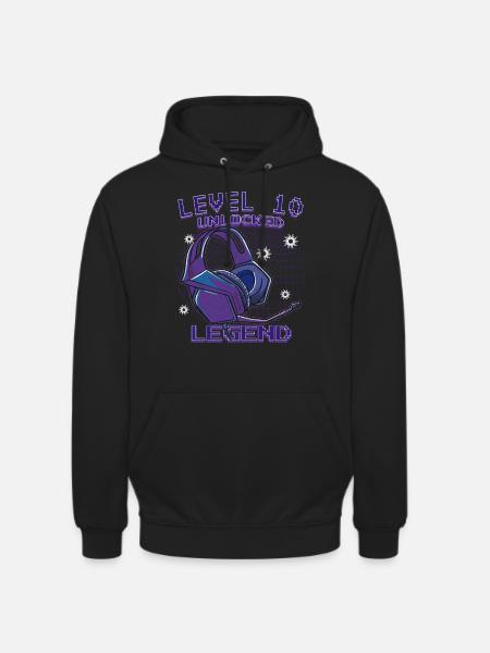 Level 10 Unlocked Gamer 10 Birthday Gift - Unisex Hoodie - black