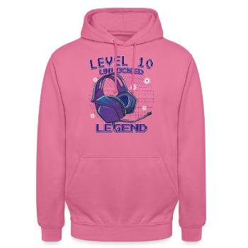 Level 10 Unlocked Zocker 10 Geburtstag Geschenk - Unisex Hoodie - Pink - Vorne - Alina (178cm) & Michal (187cm)