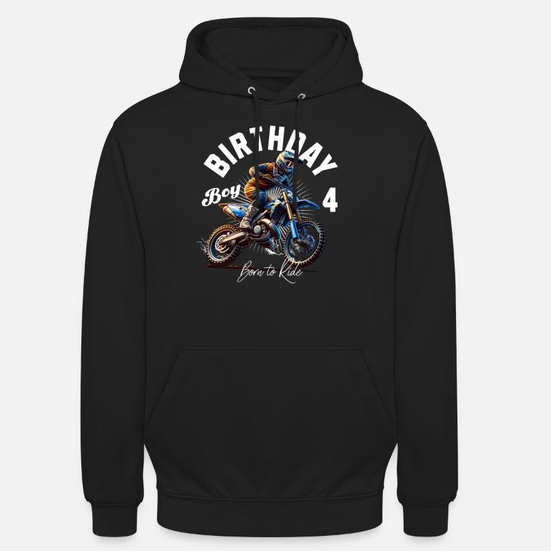 4e anniversaire de motocross - Sweat-shirt à capuche unisexe - noir
