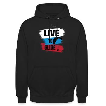 Live to Glide – Paragliding Design - Unisex Hoodie - black - Front - Alina (178cm) & Michal (187cm)