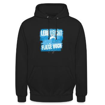 Live light, fly high - Unisex Hoodie - black - Front - Alina (178cm) & Michal (187cm)