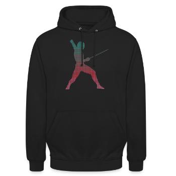 Fechter Grafik verpixelt Schwerter Fecht Fechten - Unisex Hoodie - Schwarz - Vorne - Alina (178cm) & Michal (187cm)