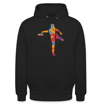 Bunter Discgolf Korb Disc Golf Jungen Discgolfer - Unisex Hoodie - Schwarz - Vorne - Alina (178cm) & Michal (187cm)