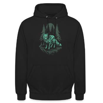 Mystischer Fuchs Im Dunklen Cottagecore Wald - Unisex Hoodie - Schwarz - Vorne - Alina (178cm) & Michal (187cm)