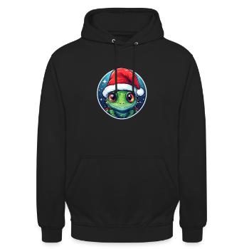 Chamäleon Weihnachten - Unisex Hoodie - Schwarz - Vorne - Alina (178cm) & Michal (187cm)