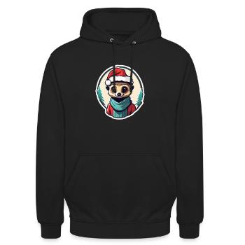 Suricate de Noël Chapeau de Père Noël - Sweat-shirt à capuche unisexe - noir - Devant - Alina (178cm) & Michal (187cm)