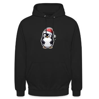 Joyeux Noël Pingouin - Sweat-shirt à capuche unisexe - noir - Devant - Alina (178cm) & Michal (187cm)